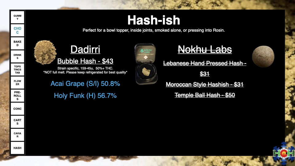 hash menu